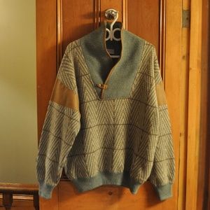 Vintage Y2K 90s Sangan Alpaca, Wool, & Leather Sweater Made in Italy 🇮🇹